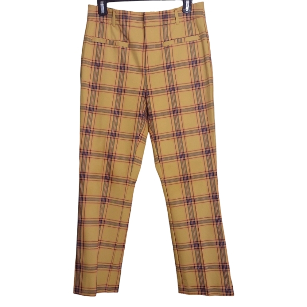 Anthropologie The Essential Slim Kick Pants by Maeve yellow plaid 4
